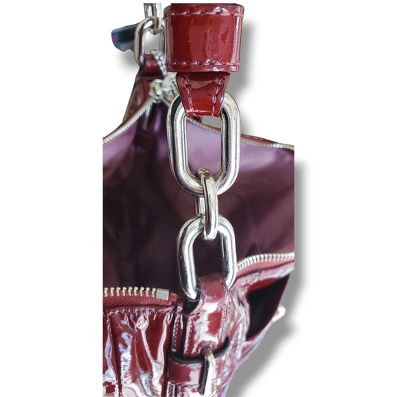Coach F17861 Chelsea Wine Red Patent Leather Ashlyn Hobo Shoulder Bag Handbag - Picture 12 of 17
